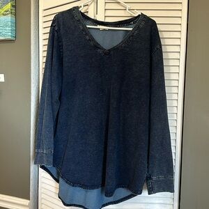 Jane and Delancey 1X Long Sleeve Top, Blue